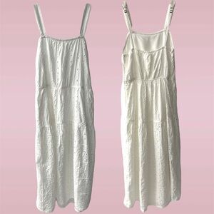 Abercrombie & Fitch Kids White Eyelet Midi Dress W/Adjust Straps Sz 13-14